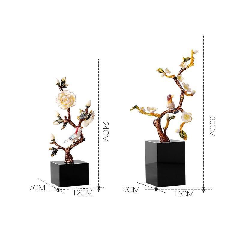 Chinese Bathroom Accessories Set Zinc Alloy Plum Blossom Tree Decorations House Rustic Ornaments