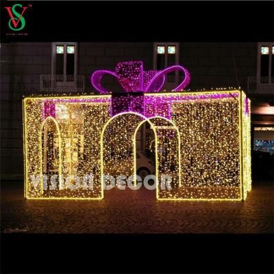 Outdoor Waterproof 3D Large Gift Box Lights for Christmas Displays