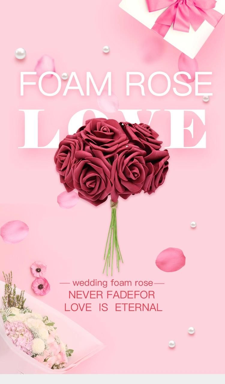 Foam Flower Wholesale PE Foam Rose Pentagon Artificial Flower for Home Wedding Decoration