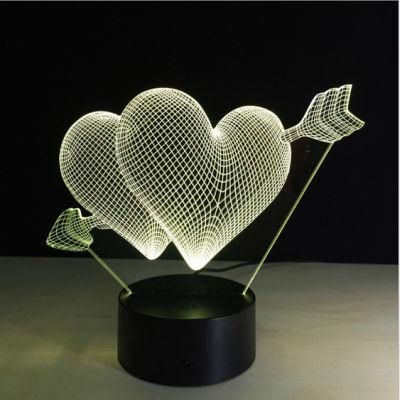 3D Visualization Love Lamp 3D Love Heart Lamp Decoration