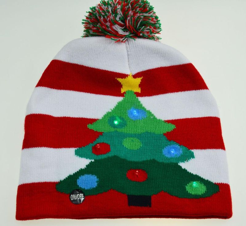 Customized LED Christmas Winter Warmer Knitted Beanie Hats