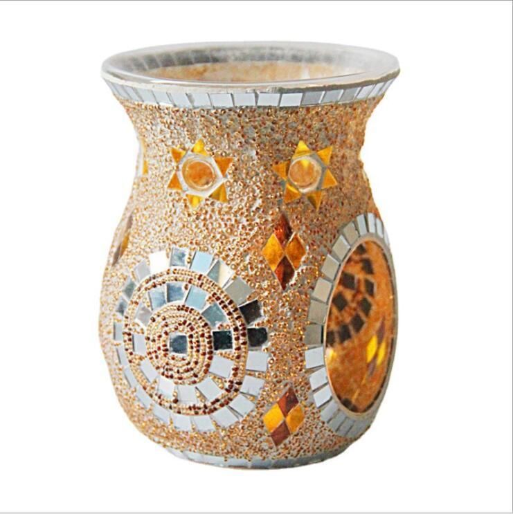 Handmade Mixed Color Turkish Glass Mosaic Candle Holder Candle Jar