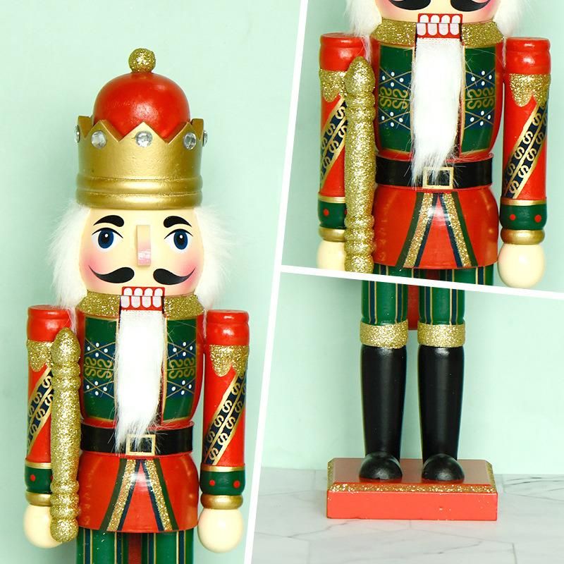 Christmas Ornaments Decorative Red Green Nutcracker Toy Soldier Wooden Handpainted Christmas Traditional Nutcracker