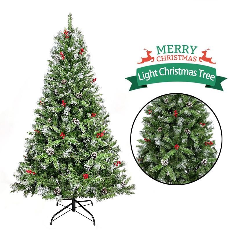 6FT PVC Christmas Tree with Pinecones and Red Berries