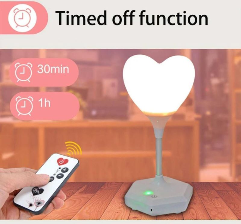 LED Silicone Heart Night Light for Valentine′s Day Wedding Birthday