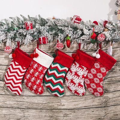 Christmas Socks Creative Christmas Ornaments Knitted 3D Striped Christmas Socks Big Candy Socks