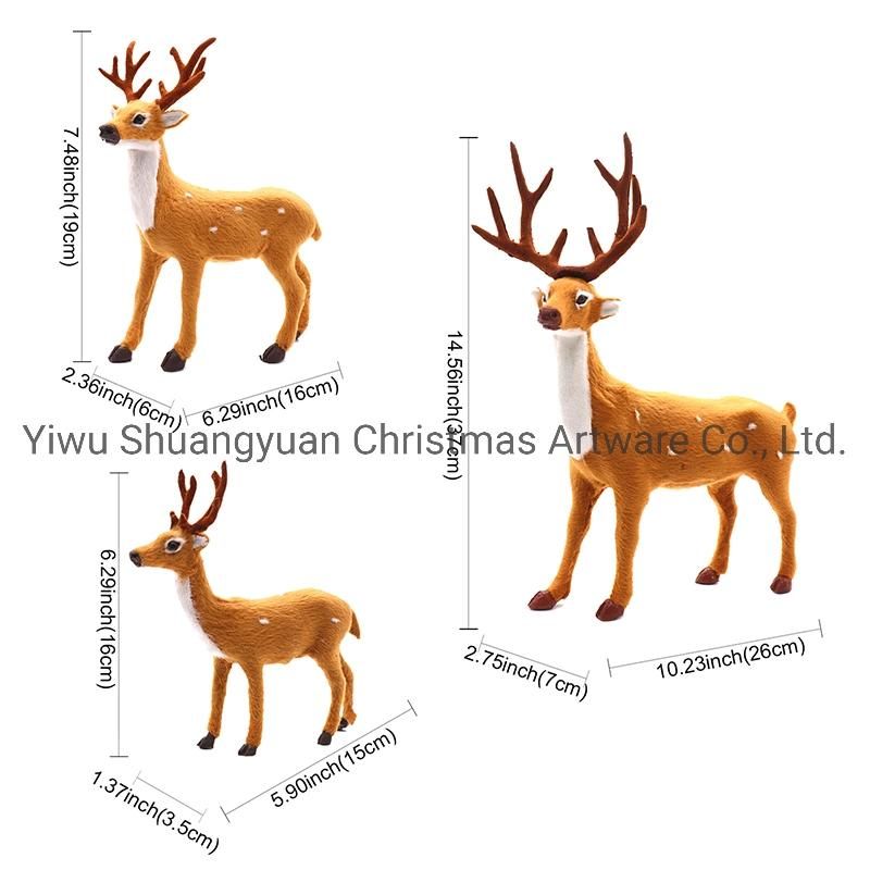 Xmas Elk Home Decor New Year Mini Simulation Elk Deer Simulated Christmas Decorations Plush Plastic Christmas Reindeer