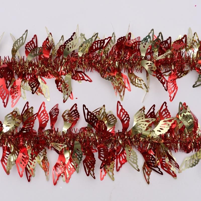 Whole Sale Red+Gold Color Mixed 15cm+3cm *2m*6ply Shiny Christmas Pet Tinsel