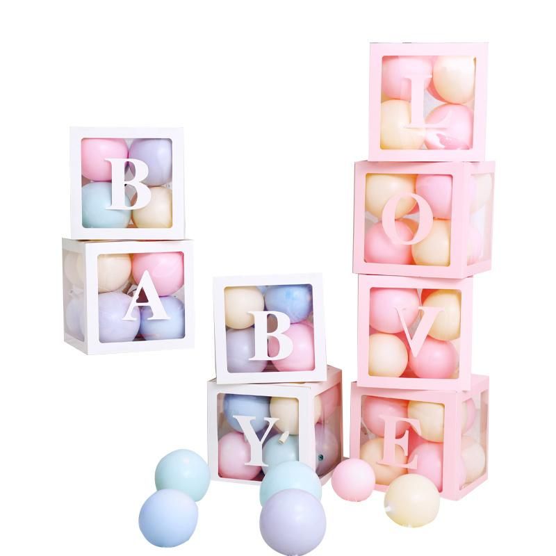 Acrylic Baby Letter Black Pedestal Stand Square Cube Plinth Column for Party Birthday Backdrop Decor