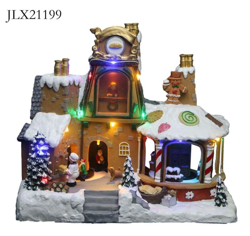 Lighted Christmas Village Decoration Christmas Village Houses with LED and Moving Train Lights for Holiday Decoration