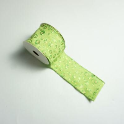 2 1/2&quot; Wired Edge Emerald Green Christmas Ribbon Glitter Ribbon