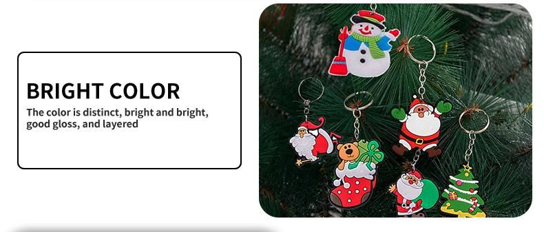 Christmas Decoration Gift Cartoon Key Pendant Silicone Christmas Themed Keychains