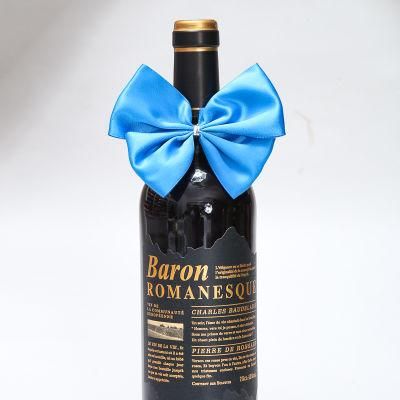 Christmas Ribbon 100% Polyester Ribbon Bow Blue Decoration for Wine Bottle Packing /Wedding Party