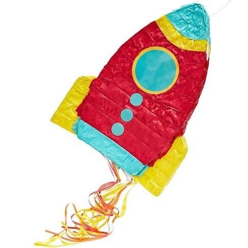 Blue Panda Rocket Ship Pinata for Space Birthday Party Supplies