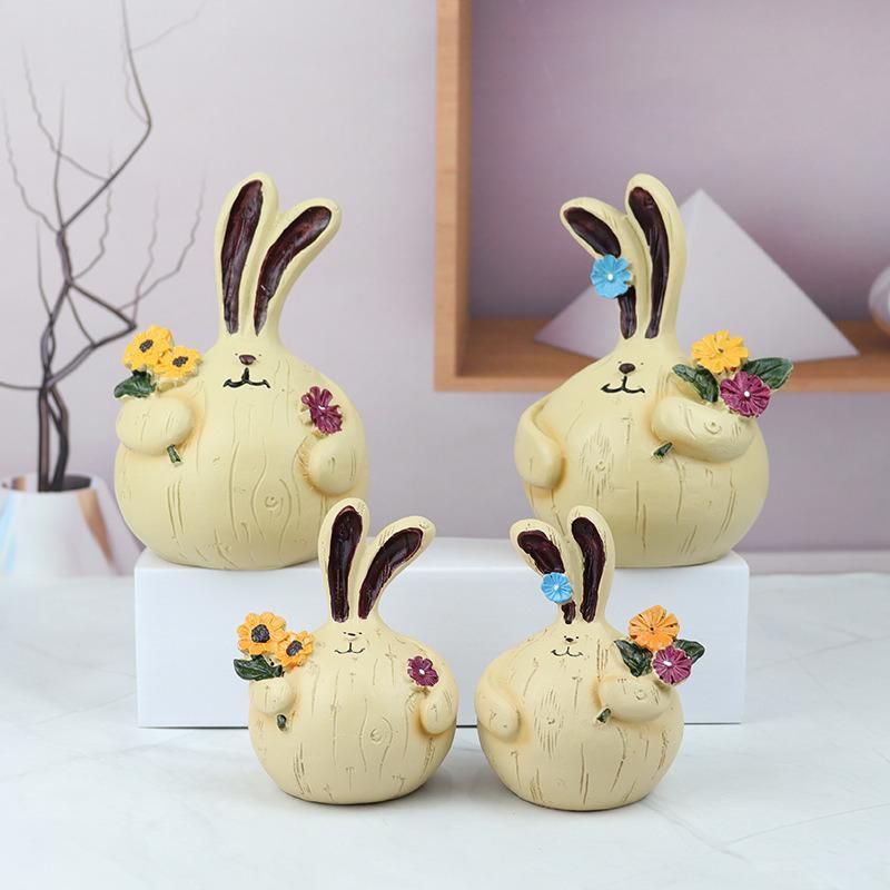 New Gifts Rabbit Ornaments Resin Crafts Office Desktop Car Decoration