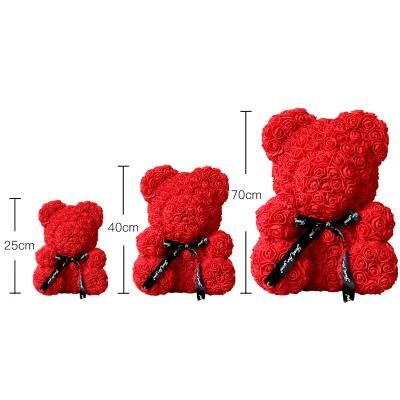 Custom Gifts Teddy Rose Bear Wedding Valentine&prime;s Decor 25cm Rose Bear with Ribbon Teddy Bear for Mothers Day