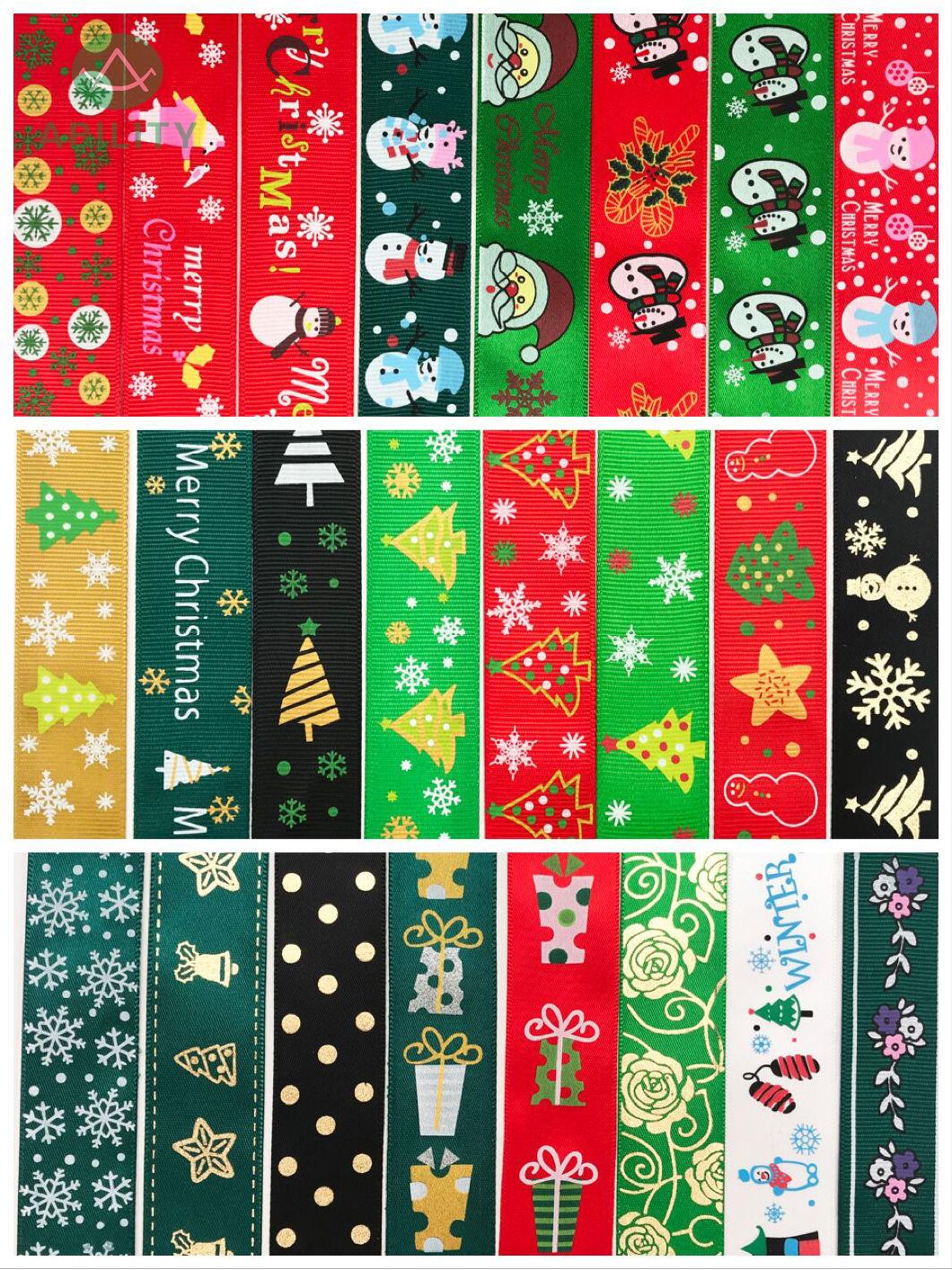 Christmas Various Festival Printed Polyester Pretty Gift Satin Ribbon Grosgrain Ribbon