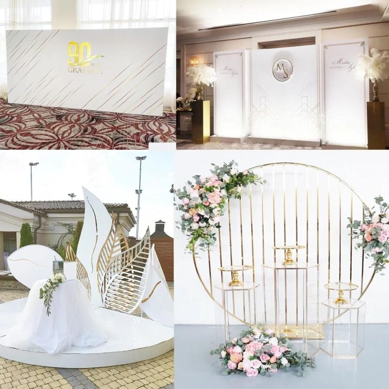 New Arrival Metal Stand Arch Elegant Wedding Party Stage Flower Shape Backdrop for Wedding Decoration
