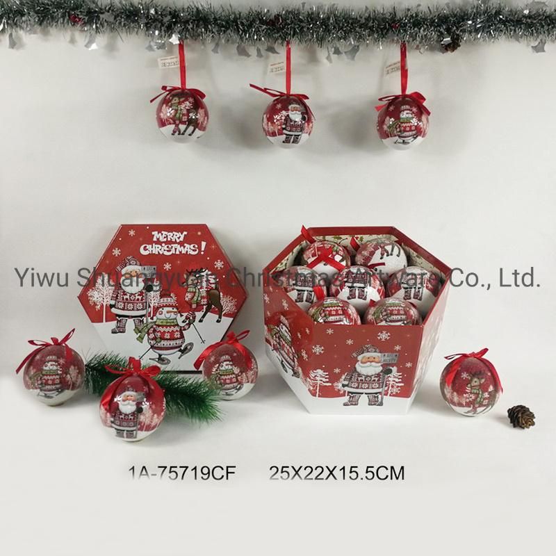 New Design Merry Christmas Full Color Printed Santa and Snowman Paper Wrapped Foma Ball