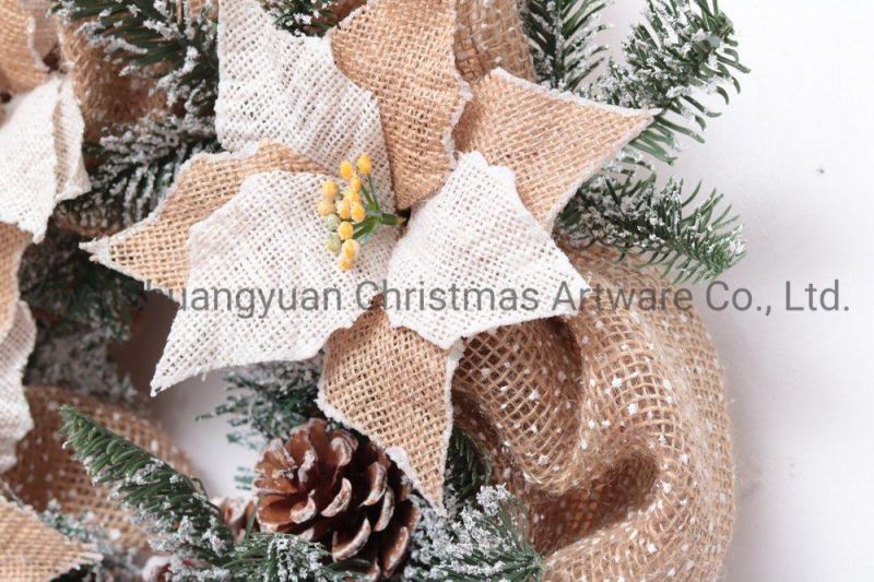 New Design High Quality Christmas PE White Wreath for Holiday Wedding Party Decoration Supplies Hook Ornament Craft Gifts