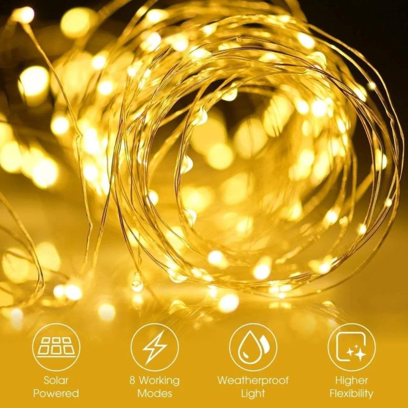 Waterproof Solar Garden String Lights Copper Wire Indoor Fairy Decorative Lighting