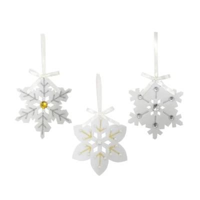 Adornos De Navidad Tree Snowflake Hanging Silver Felt Decorations Personalized Christmas Ornaments