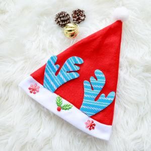 Xmas Hat Decoration 30*40cm Printing Logo Santa Hat Felt Plush Velvet Christmas Hat