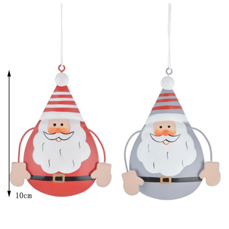 Factory Wholesale Home Decorations Metal Christmas Hanging Santa Figurine Ornaments