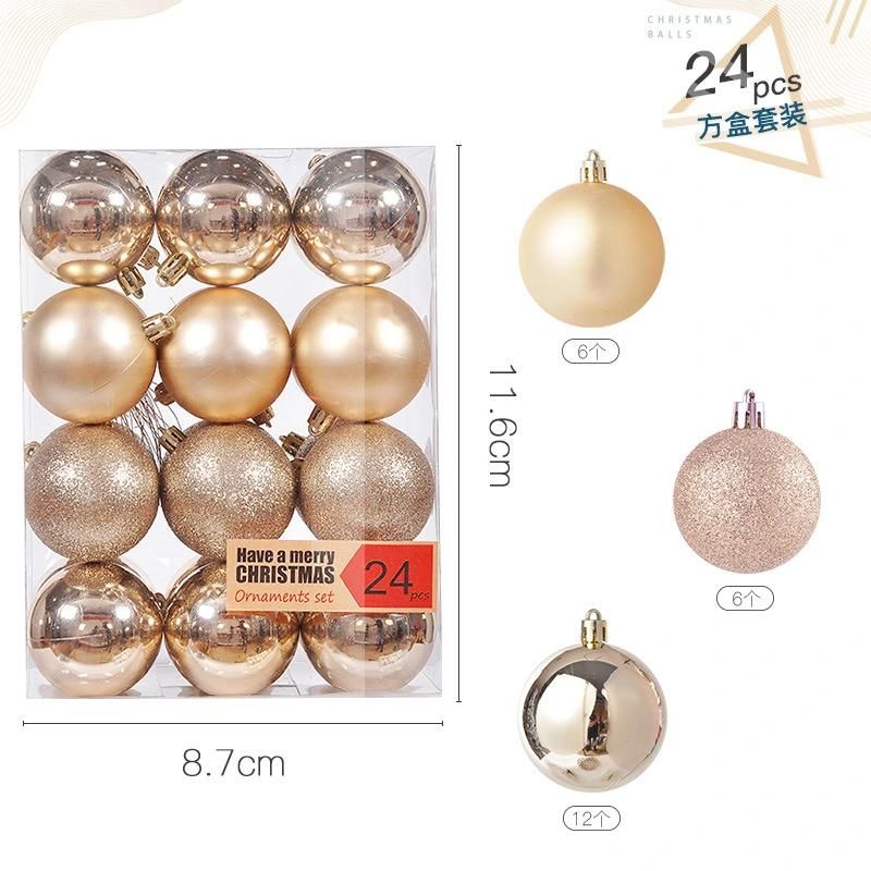 Christmas New Electroplating Plastic Ball 3cm Christmas Tree Pendant Christmas Ball Champagne Ornaments Set