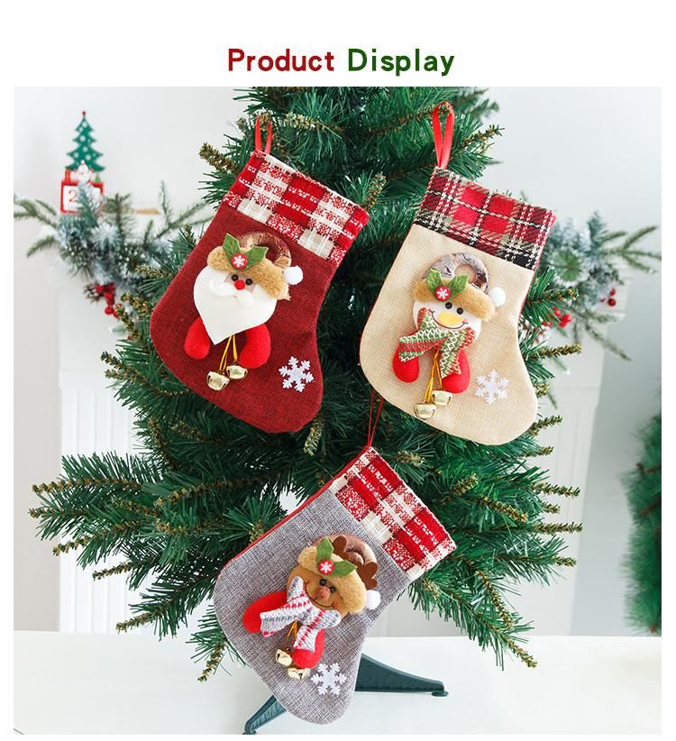 Christmas Stockings Christmas Silverware Holders Card Candy Stockings Bag 3D Santa Snowman Elk Christmas Tree Stockings Little Christmas Stockings