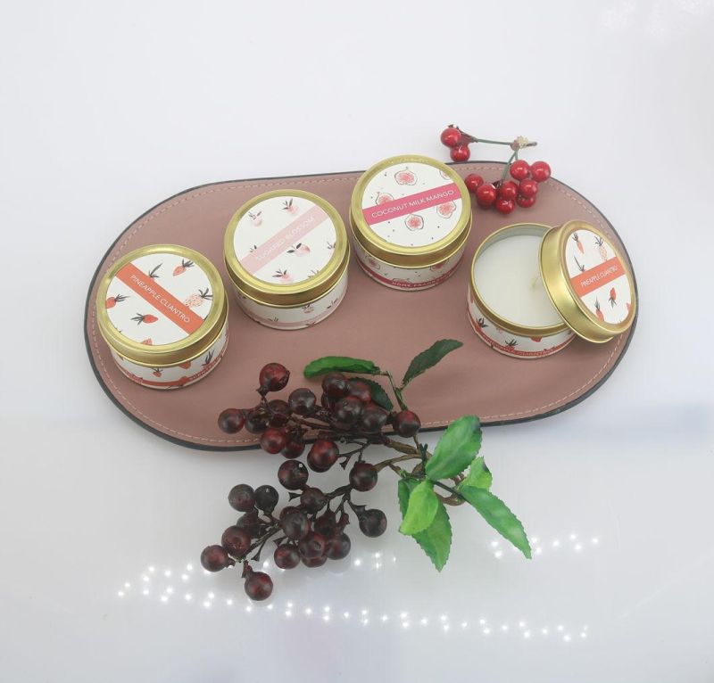 4pk Tin Candle Set with Gift Box for Home Decoration