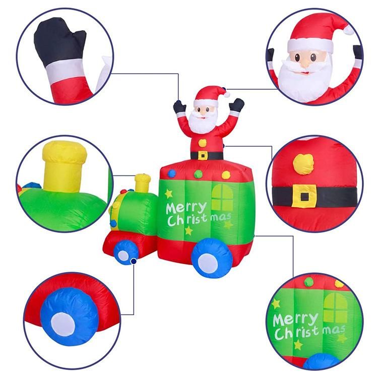 Merry Christmas Festival Event Outdoor Decor Inflatable Santa Train