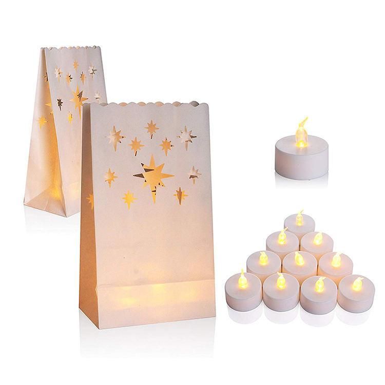 Electronicheart 10PCS Paper Lantern Bag Tea Light Candle Holder for Home Romantic Wedding Party Decoration