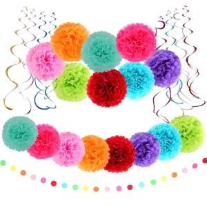 Umiss Paper Flower Hanging Swirl Garland for Christmas Birthday Party Decorations