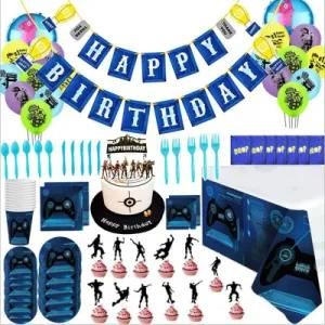 86PCS Game Theme Banner, Balloons, Paper Tableware, Birthday Party Decorations