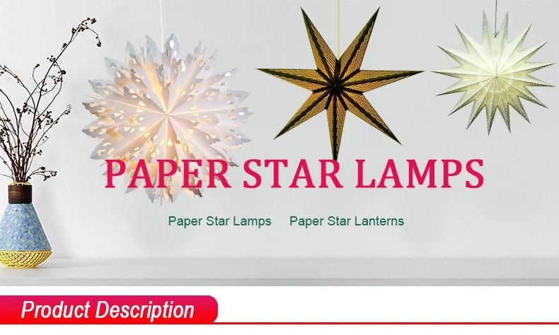 Christmas Decoration Folded Handmade Gold Line Red Paper Star Lantern Hanging Lights