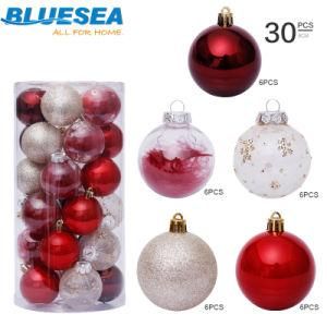 6cm/30PCS Christmas Decorations Red Transparent Ball Christmas Ball Set