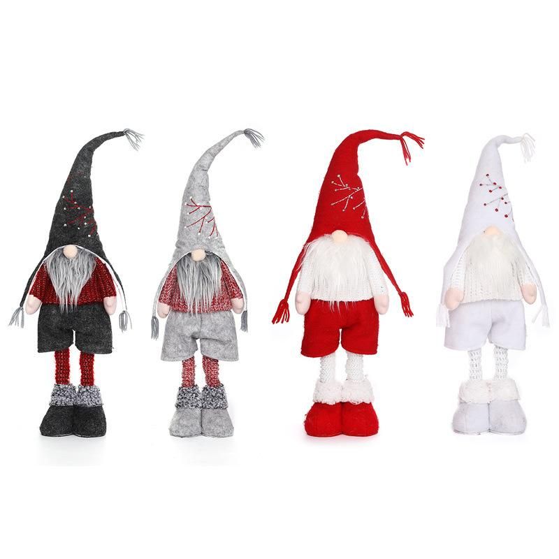 Christmas Decorations Retractable Faceless Doll Pointy Hat Standing Figurine Window Set Props