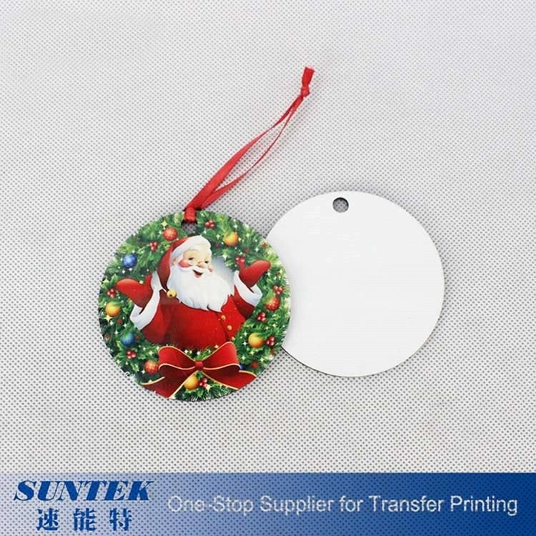 Cheap Price Sublimation Round Shape Ornament MDF Custom Christmas Tree Pendant