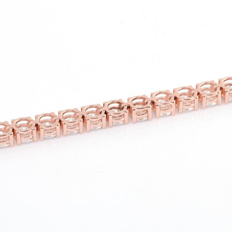 4mm Diamond Jewelry Custom 14K Rose Gold Synthetic Moissanite Bracelet