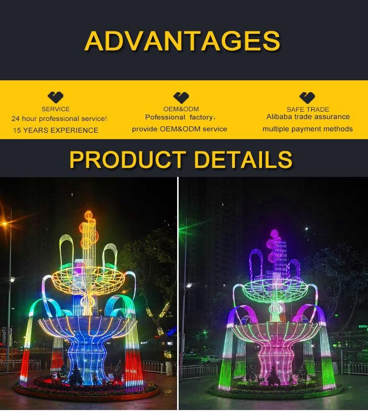 New Year Festival Decoration LED 3D Structure Fountain Motif Lights