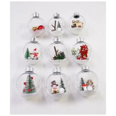 Wholesale Bulk Shatterproof Luxury Custom DIY Hanging Clear Snow Plastic Velvet Christmas Xmas Balls for Tree Ornaments