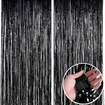 Black Foil Curtain Pack of 1 for Birthday Anniversary Wedding Bachelorette Halloween Decoration