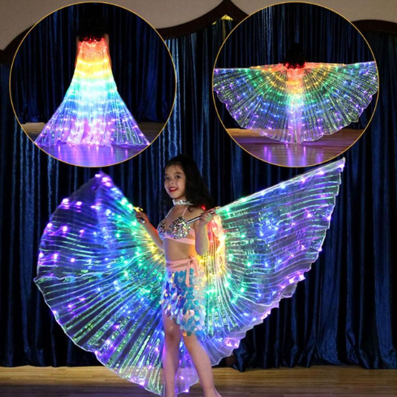 Children′s Color LED Light up Wing Belly Dance Prop Cloak