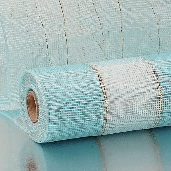 Wide Spaced Double Metallic Stripe Bi-Colored 21′′ Wedding Deco Mesh