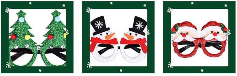 Christmas Glasses Glitter Party Glasses Frames Christmas Decoration Costume Eyeglasses for Christmas Parties Holiday Favors Photo Booth