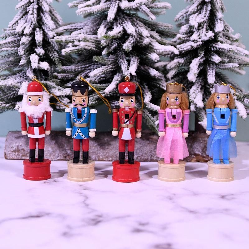 Christmas Nutcracker Ornament Set Wooden Nutcracker Christmas Nutcrackers Hanging Ornament Figures Wooden King and Soldier Nutcracker for Christmas Party