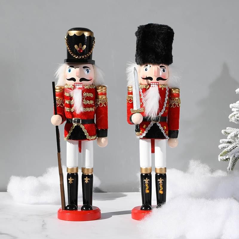 12 Inch Traditional Wooden Nutcracker, Festive Christmas Decor for Tables