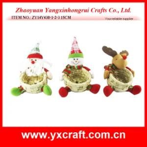Christmas Decoration (ZY14Y430-1-2-3 15CM) Rattan Wood Christmas Basket