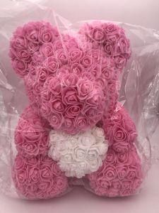 Valentine Day Teddy Bear Rose in Clear Plastic Box as Gift or Decoration Piece